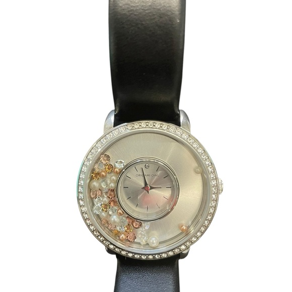 Origami Owl Silver Living Locket Watch/Swarovski Crystal Bezel, Leather Band NIB - Picture 4 of 7